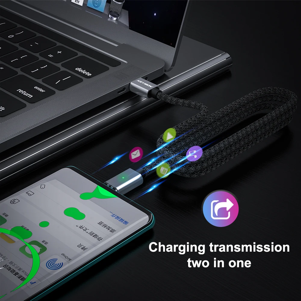KEYSION 100W Magnetic Cable Type C to Type C Cable for Redmi Note 9s Huawei PD Fast Charging for MacBook Pro USB C Charge Cable