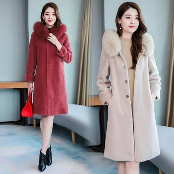 

Granule sheep sheared coat female long section 2019 new fox fur grass composite one ladies