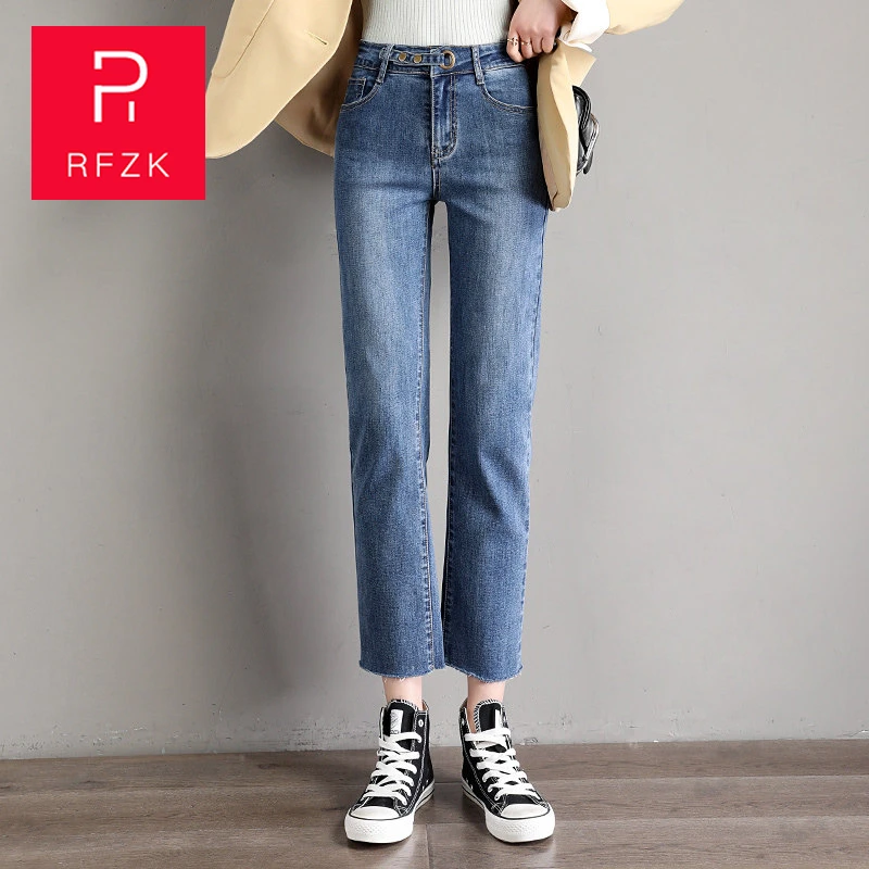 

RFZK High Waist Pants Wide Legs Retro Loose Women's Denim Trousers Retro Boyfriend Jeans Street Blue Black 2020 Denim Pants