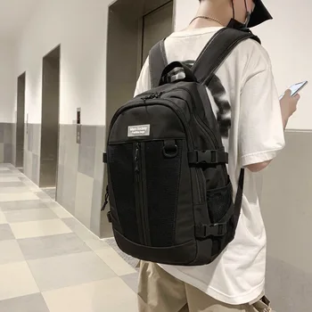 

Nylon Men Backpacks School Bag for Boys Teen Girls Large Capacity Middle High School Student Back Pack Black