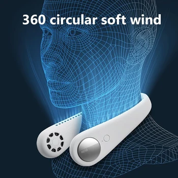 

USB Hanging Neck Lazy Small Fan Charging Portable Leafless Mute Small Electric Fan 2 In 1 Air Cooler Air Conditioning Neck Fan
