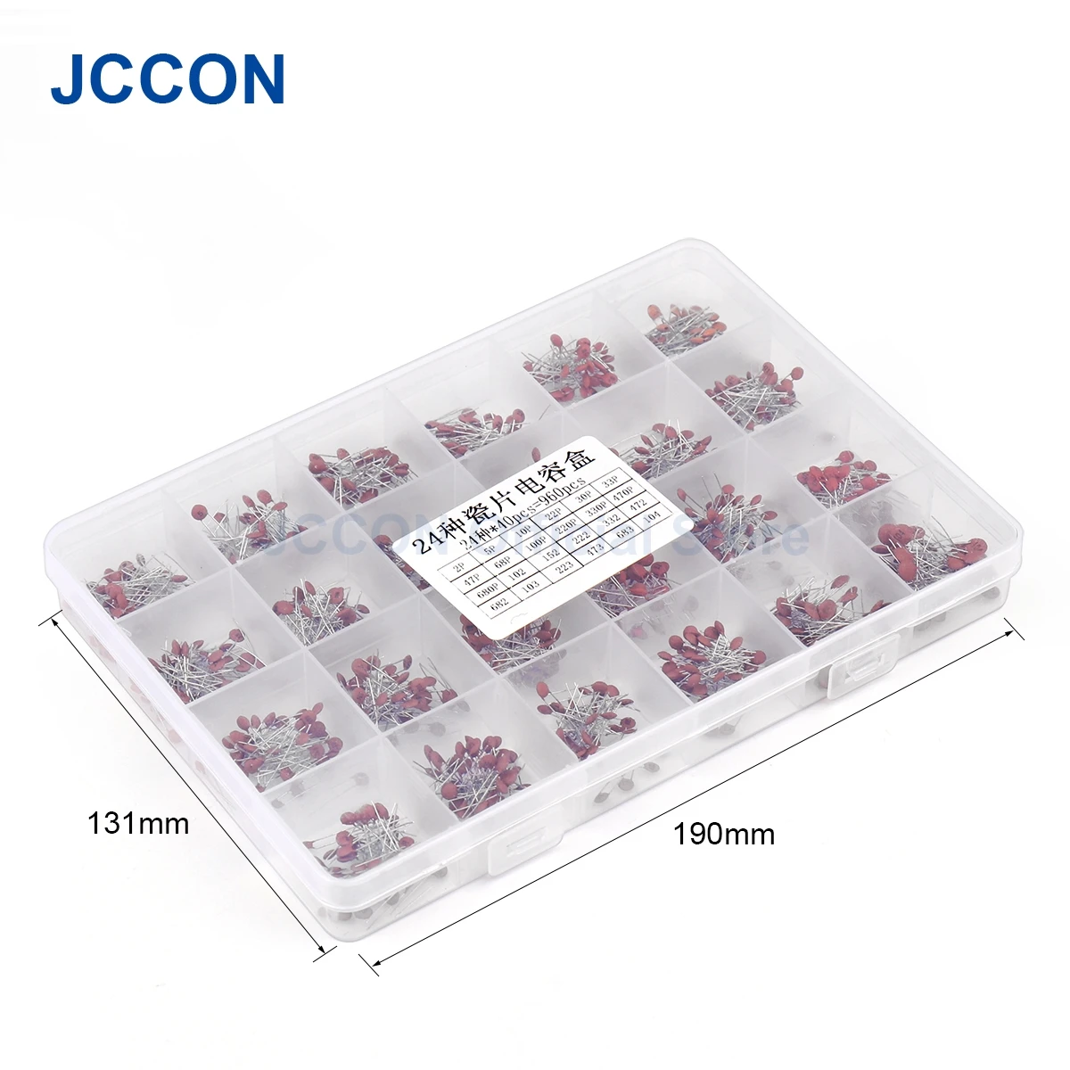 960Pcs High Voltage Ceramic Disc Kondensator Assorted Kit 24 Werte x 40Pcs = 960Pcs (2pF-0,1 uF) mit Lagerung Box 2P 5P 10P 22P – Detail 11