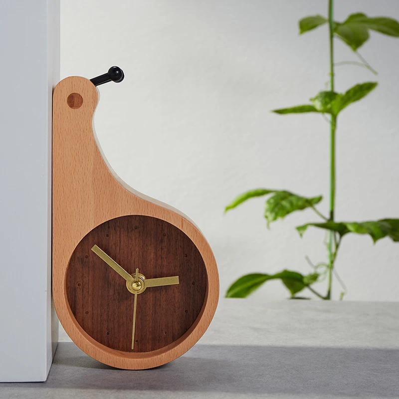 Solid Wooden Snails Alarm Clock Children Kids Bedroom Wood Crafts Table Decor Gift