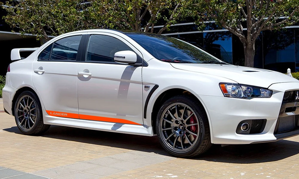 2 шт. автомобильные боковые полосы наклейки для Mitsubishi Lancer DIY Автомобильная Виниловая Пленка Наклейки Спорт Стайлинг украшения автомобильные принадлежности для тюнинга