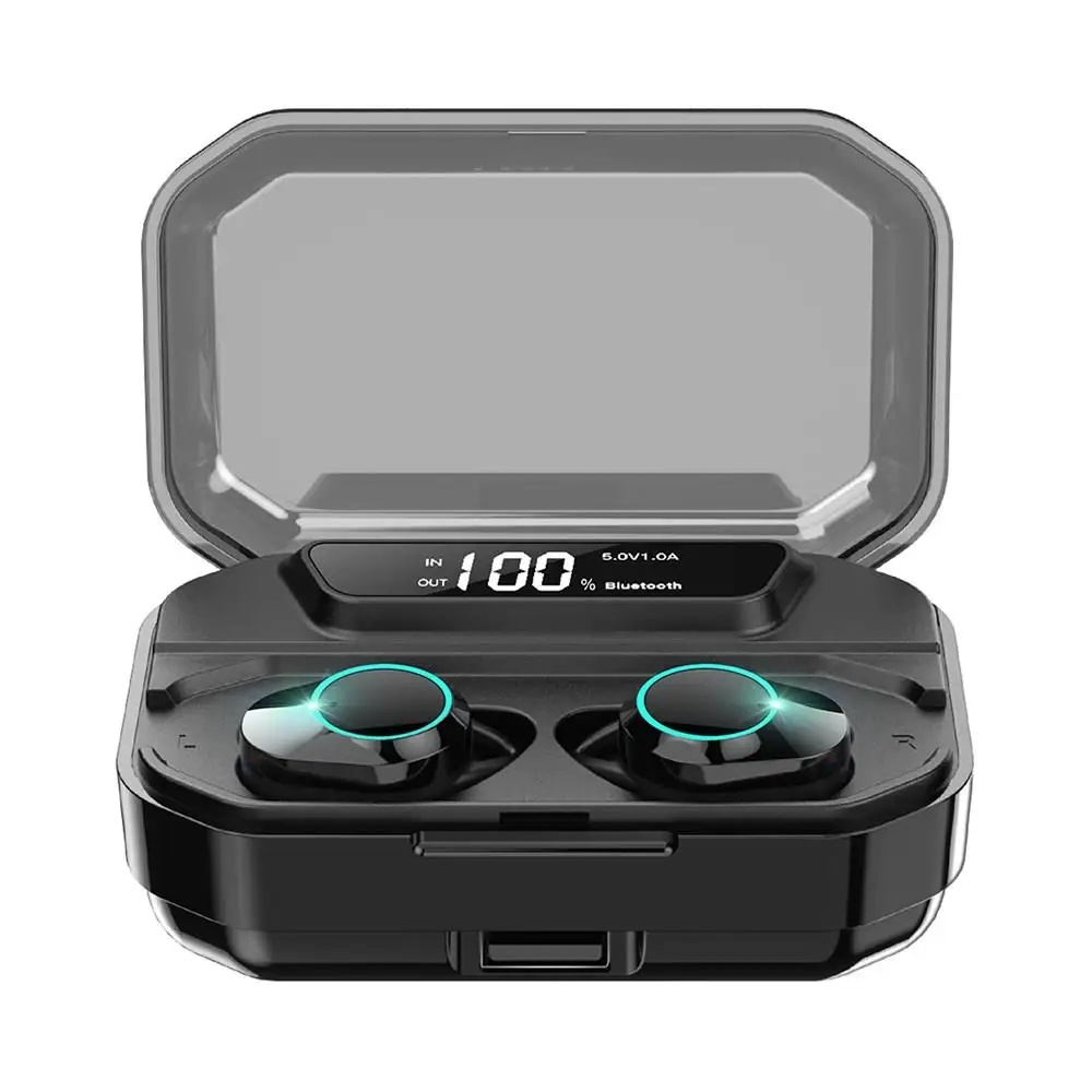 Black TWS T3S Bluetooth 5,0 True беспроводной футляр для наушников 3300 мАч 6D стерео гарнитуры bluebooth наушники IPX6 Водонепроницаемый дисплей питания - Цвет: Black