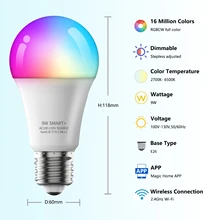 

WiFi Smart Light Bulb E26 E27 B22 Bluetooth-compatible LED Lamp RGBCW Dimmable Light 9W 10W Beelite LED Wifi Bulb Night Lamp