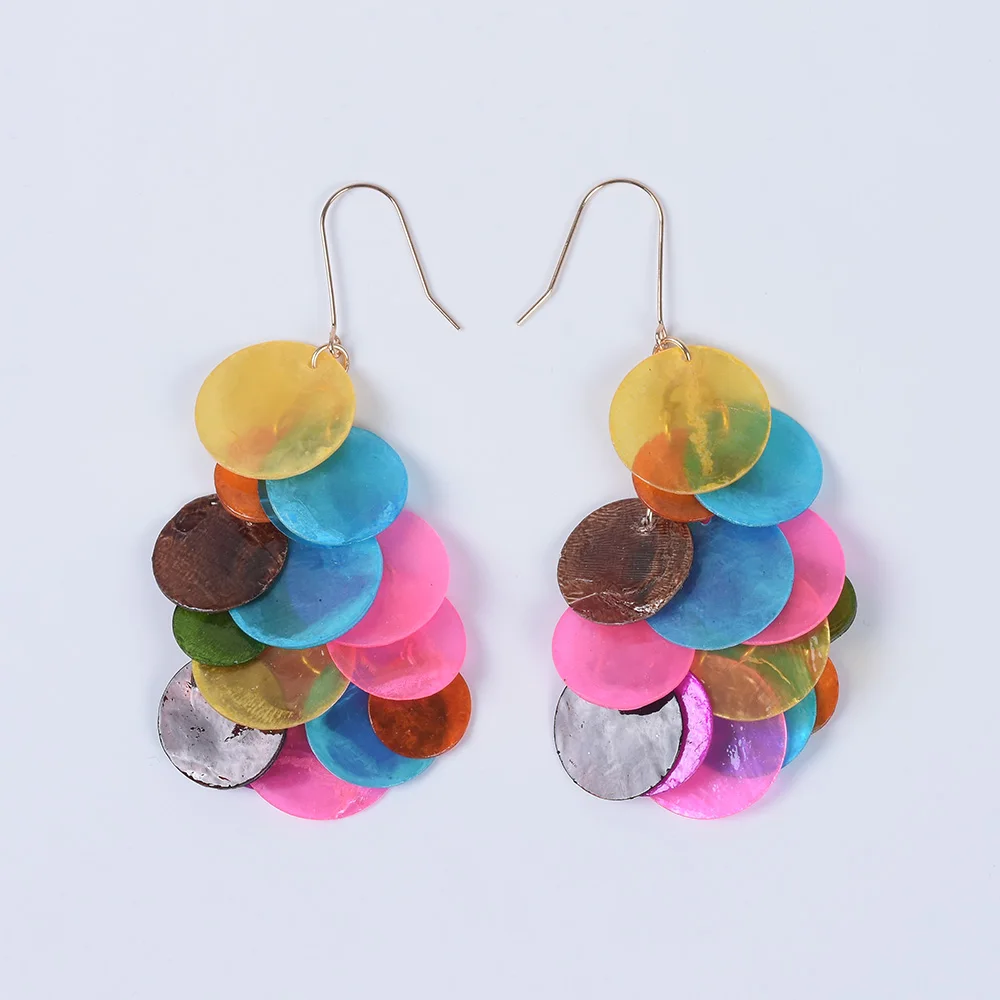 

2019 ZA Accessories Multi-color Earrings Handmade Statement Gold Hook Drop Tassel Earrings for Women