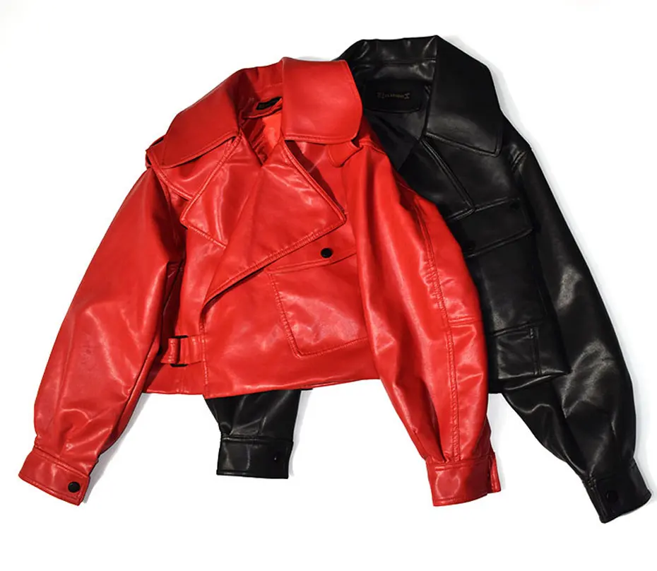 Короткая кожаная куртка большого размера, Женское пальто из искусственной кожи с большим карманом, chaqueta Blazer Jack blouson veste femme chamarras de mujer