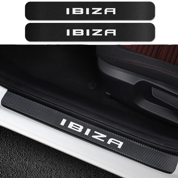 

4PCS Car Door Sill Guard Carbon Fiber Stickers for Seat Ibiza Auto Scuff Plate Scratch Protector Decals Car Tuning Accessories