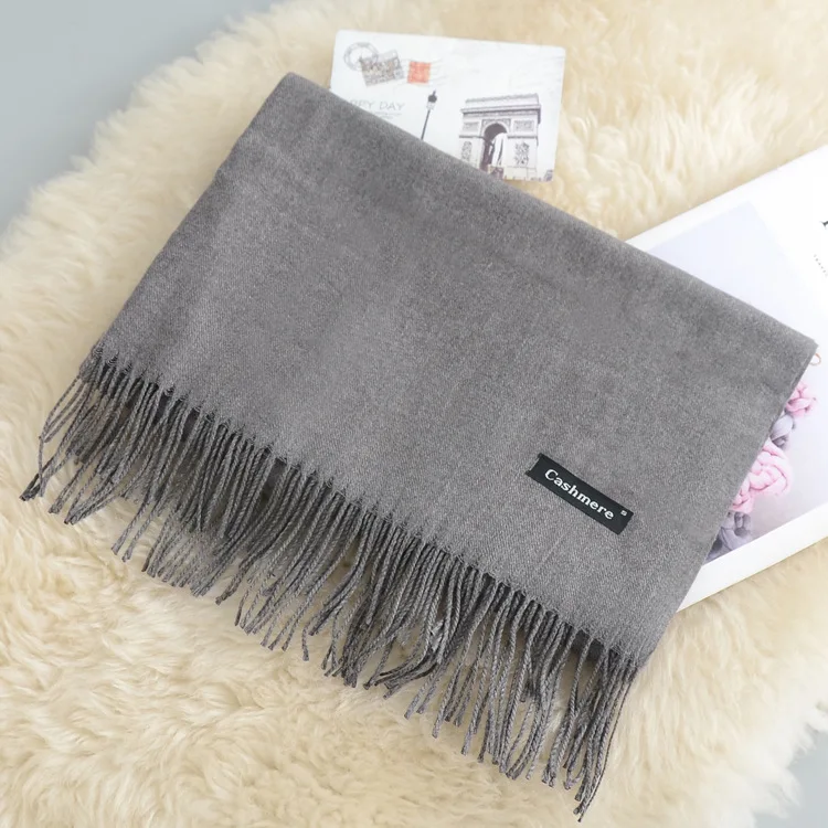 Dark gray Scarf Кашемировый женский шарф новая теплая шаль Foulard Femme пашмины платок Шерстяной палантин голова шеи длинные зимние шарфы для женщин - Цвет: Dark gray Scarf