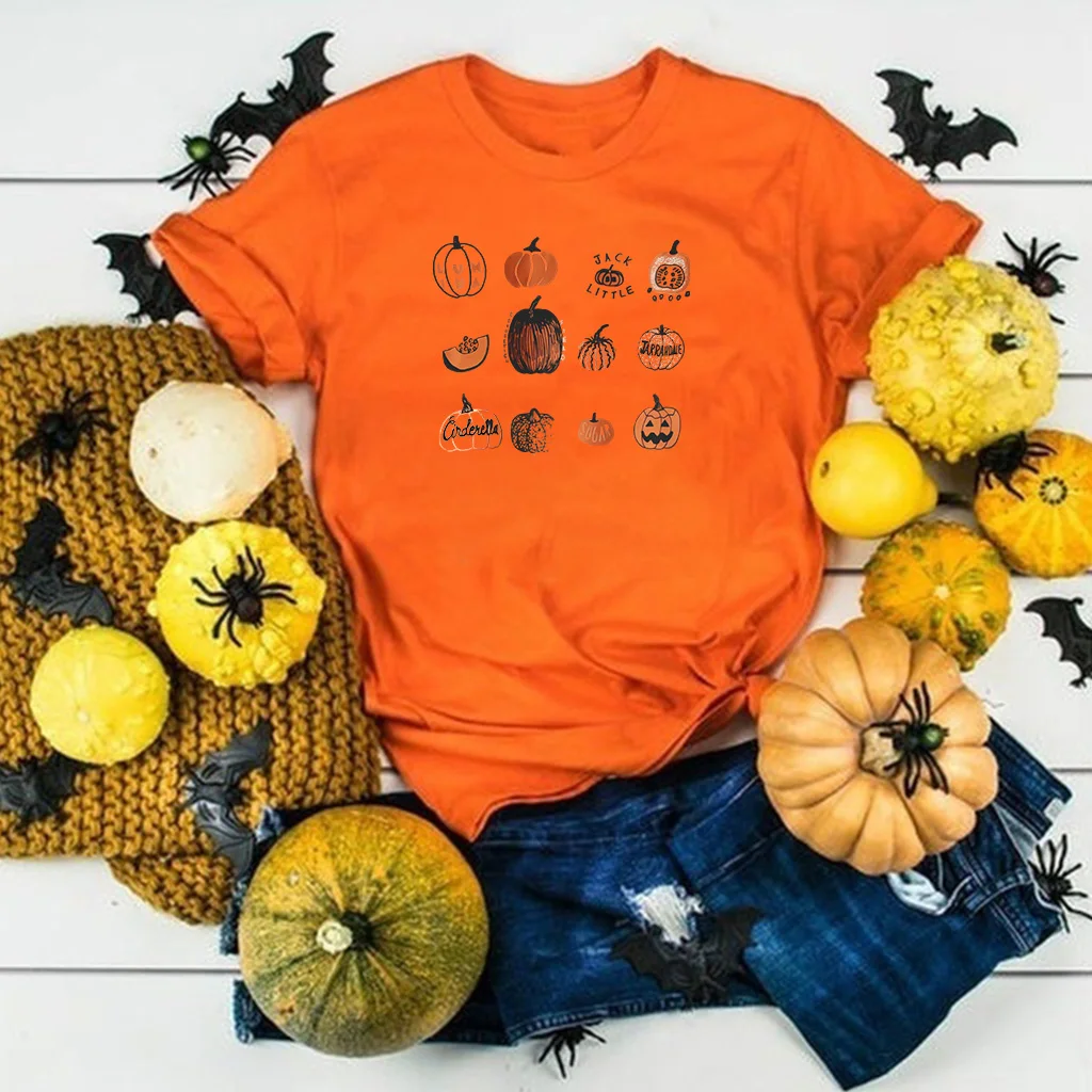 

Pumpkin T-Shirt Funny Halloween Shirt Pumpkin Varieties Womens Fall Shirts Thanksgiving Tees Foodie Gift Vintage Harajuku Tops