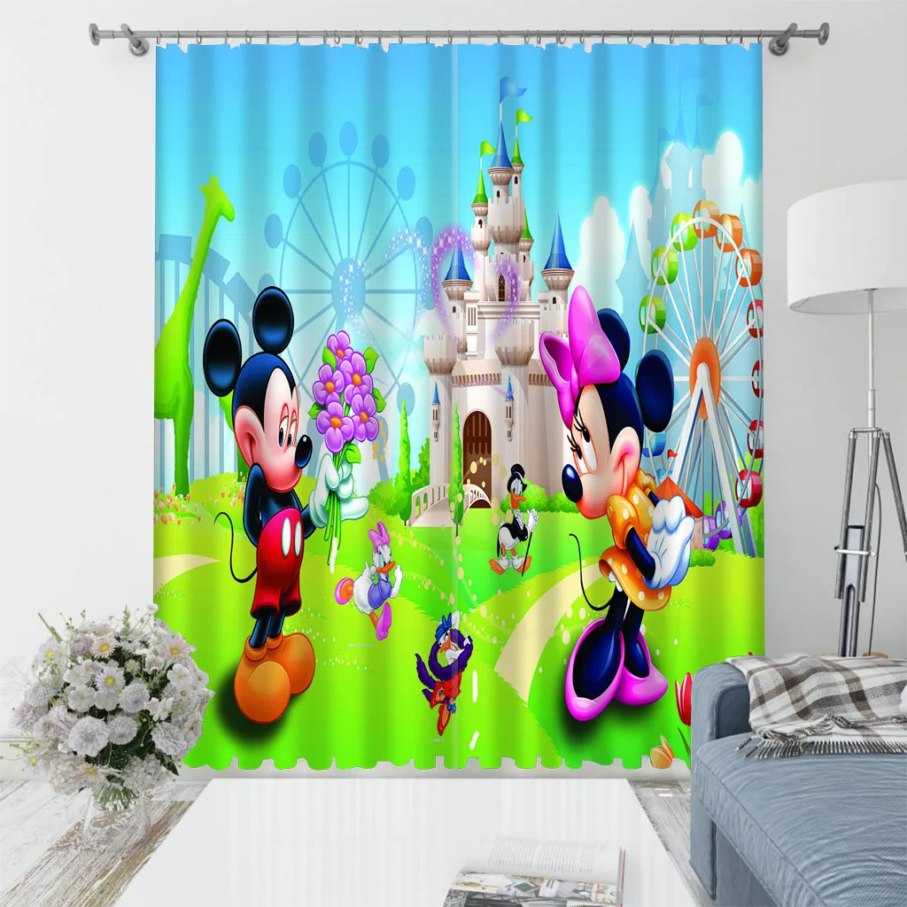 juego de 2 cortinas para dormitorio infantil LKFFHAVD Cortinas opacas de princesas Disney con impresión 3D con ojales diseño de Cenicienta Rapunzel 150 x 166 x 28 cm 