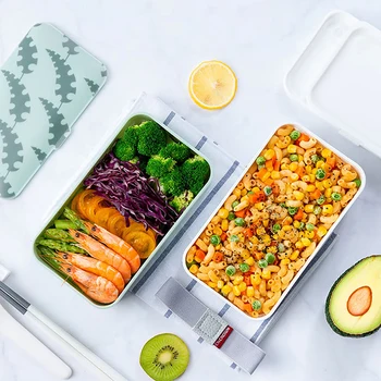 

Food Container Bento Box Lunch Set School Picnic with Tableware Package Microwave Heated Kitchen Double Japanese-style