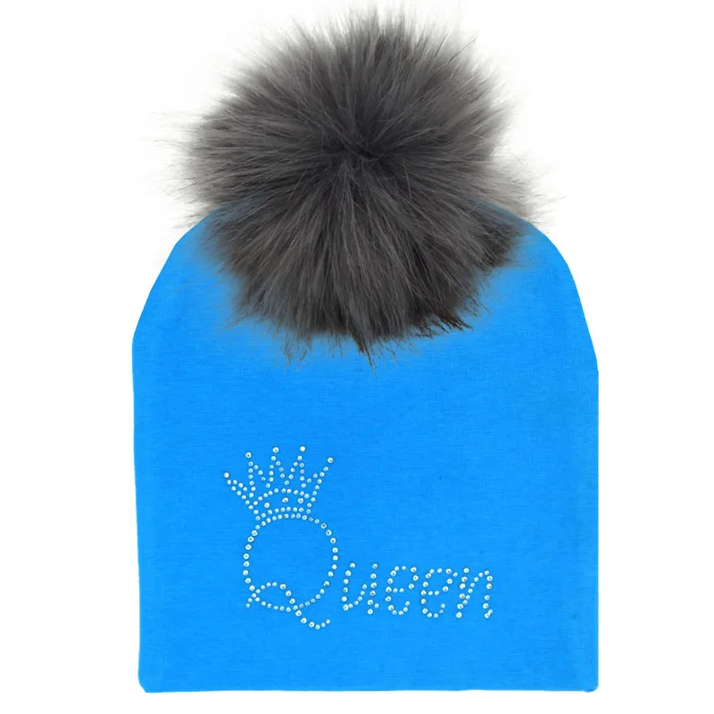 New Baby Cap Cotton Faux Fur Pompom Hat For Boy And Girl autumn and Winter Hat skullies beanies Children's Hats Caps Bonnet - Цвет: 17