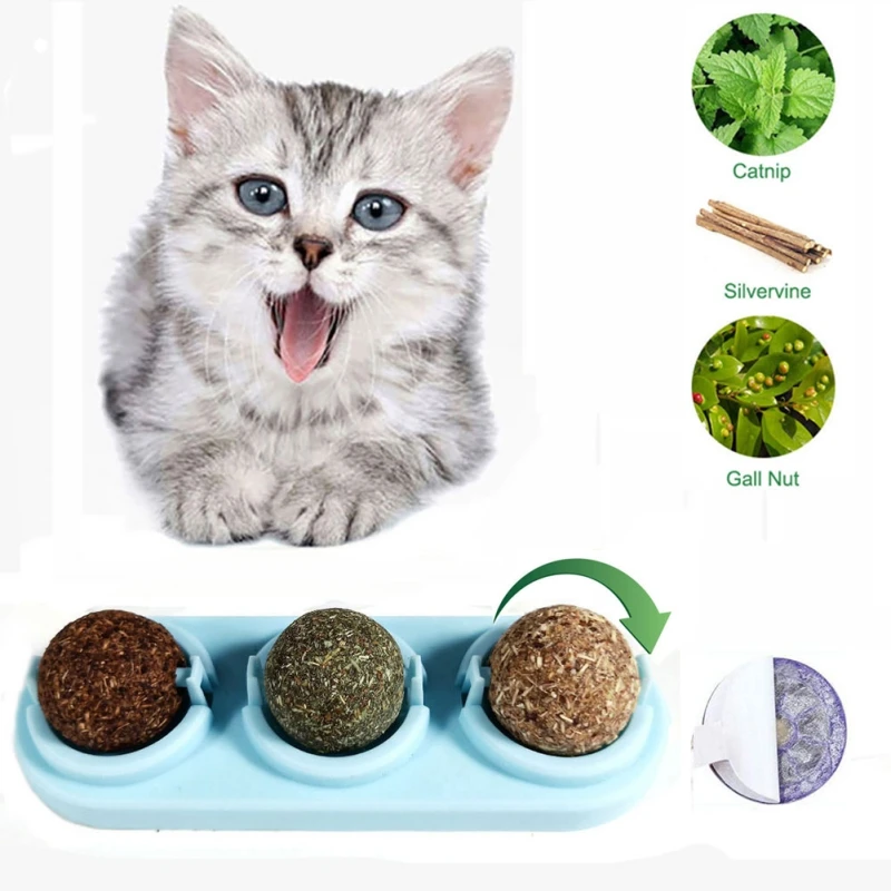 3 шт./партия самоклеящаяся вращающаяся кошка Silvervine Lick Ball для кошек настенное крепление молярный Прорезыватель игрушка для питомца кота Прорезыватель игрушка для собак, очищающая зубы