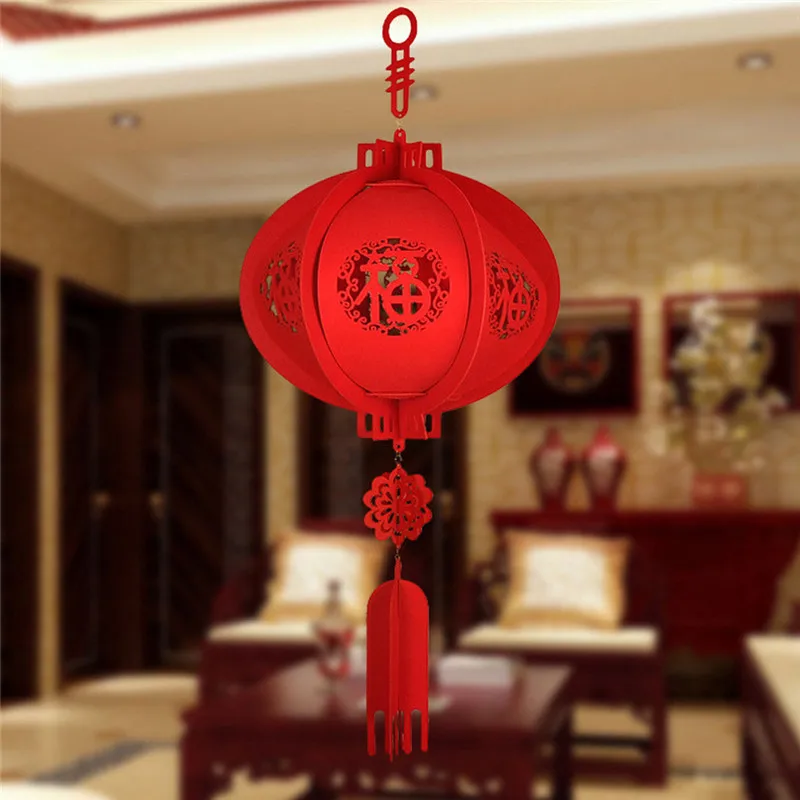 Lantern pendant Decorative Non-Woven Lamp Three-Dimensional Blessing Lanterns Chinese New Year decoration #4D30 (1)