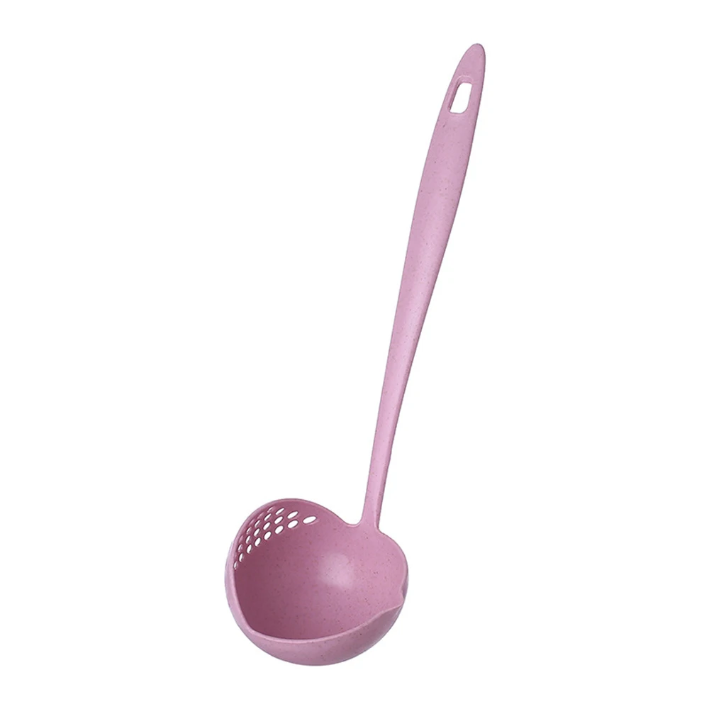 Длинная ручка ложка для супа с фильтром пластиковая кулинарная дуршлаг совок столовые ложки пищевой фильтр кухонные инструменты посуда бытовая - Цвет: pink