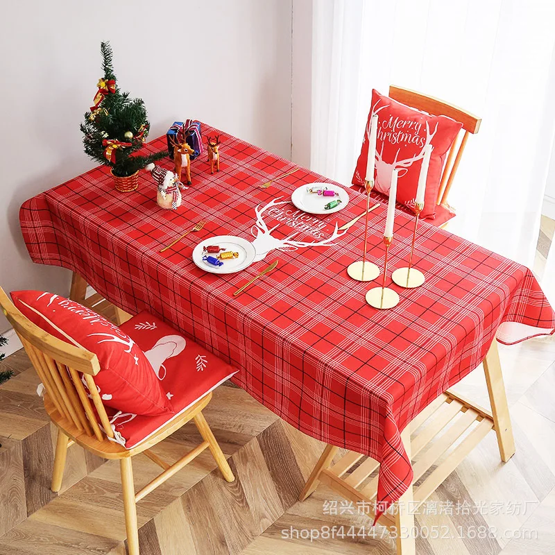 Высокое качество, Рождественский день, нордический красный хлопок, лен, бархат, прямоугольная скатерть, праздничный стол, чай, скатерть, покрытие, украшение - Цвет: Cotton and linen-2