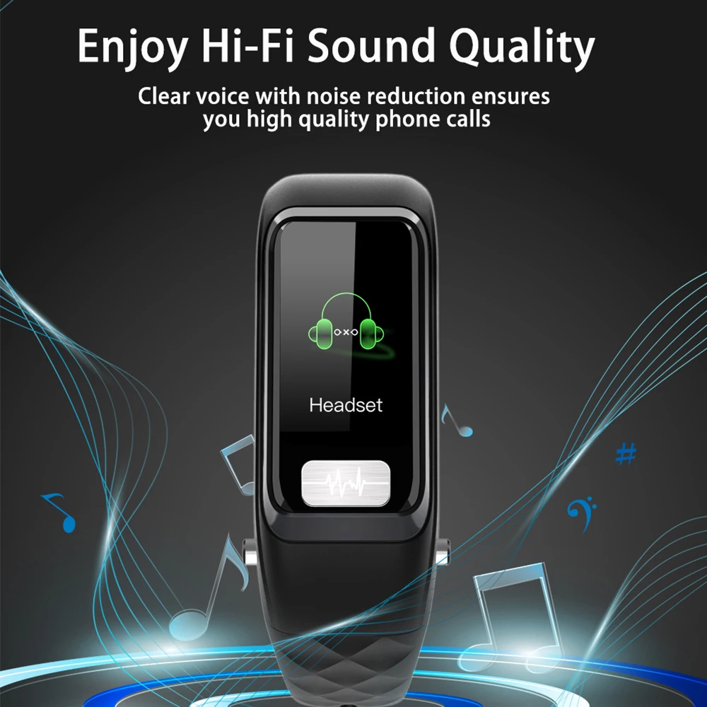 H207 смарт-браслет Bluetooth наушники-браслет монитор сердечного ритма кровяное давление фитнес-трекер Водонепроницаемый ЭКГ PPG для мужчин и женщин