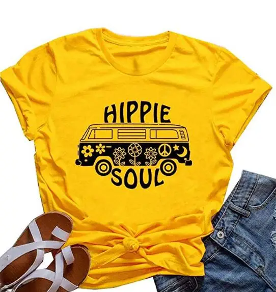 Хиппи Soul Футболка гранж tumblr camisetas уличный стиль эстетический Графический Забавный хлопок автомобиль для женщин Искусство Винтаж Футболка 90s Топ