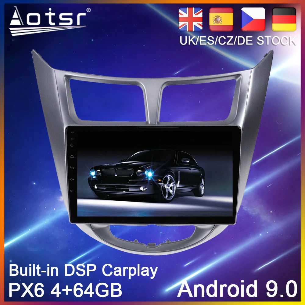 Автомагнитола PX6 Android 10 64 ГБ GPS-навигация для Hyundai Solaris 1 2010-2016 автомобильный стерео