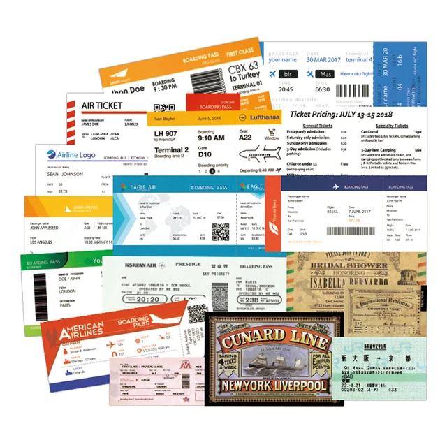 10/30PCS Boarding Pass Air Tickets Graffiti Stickers DIY Travel Luggage Guitar Laptop Waterproof Classic Cool Stickers Kid Toy 6