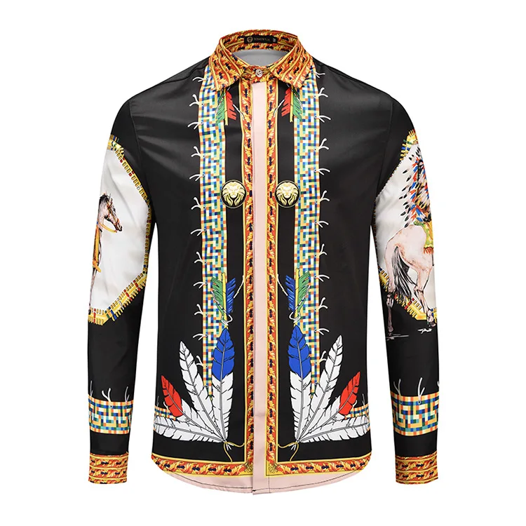 men gold shirt8 3D принт, мужские цветные радужные рубашки, крутые хипстерские Роскошные нарядные рубашки, Chemise Homme, новая модная уличная одежда, camisa masculina - Цвет: men gold shirt8