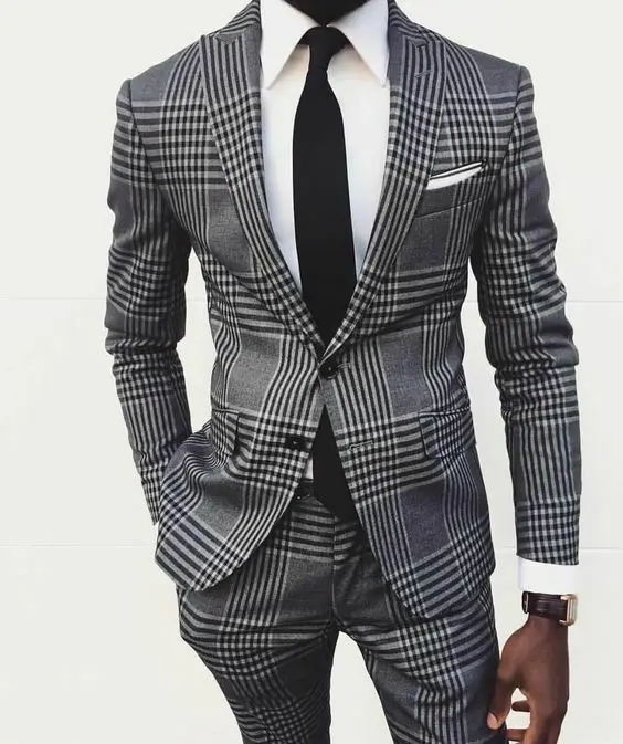 Твидовый мужской костюм Прямые свадебные костюмы Slim Fit homme 2 фото на заказ Деловая одежда Slim Fit Свадебные костюмы последние костюмы