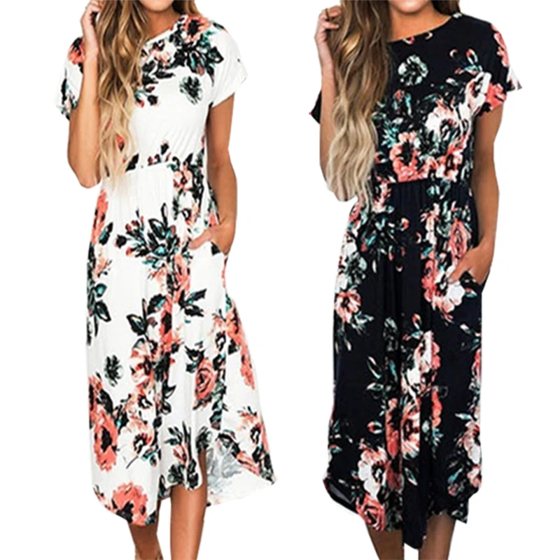 summer midi dresses with short sleeves