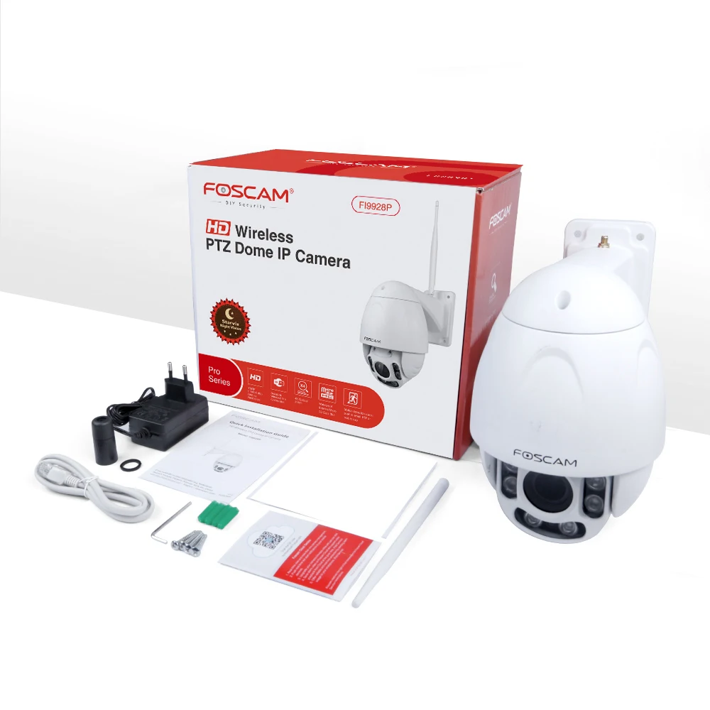 Наружная PTZ камера Foscam FI9928P с 4 кратным оптическим зумом HD 1080P Wi Fi беспроводная IP