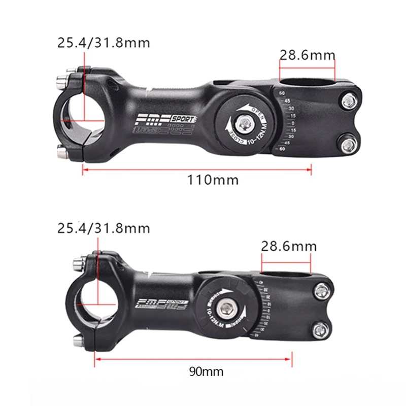 Hot AD-Adjustable 60 MTB Stem Riser 31.8X110mm Stem for Road Mountain Bike Stem Aluminum Alloy Bicycle Handlebar Cycling Accesso