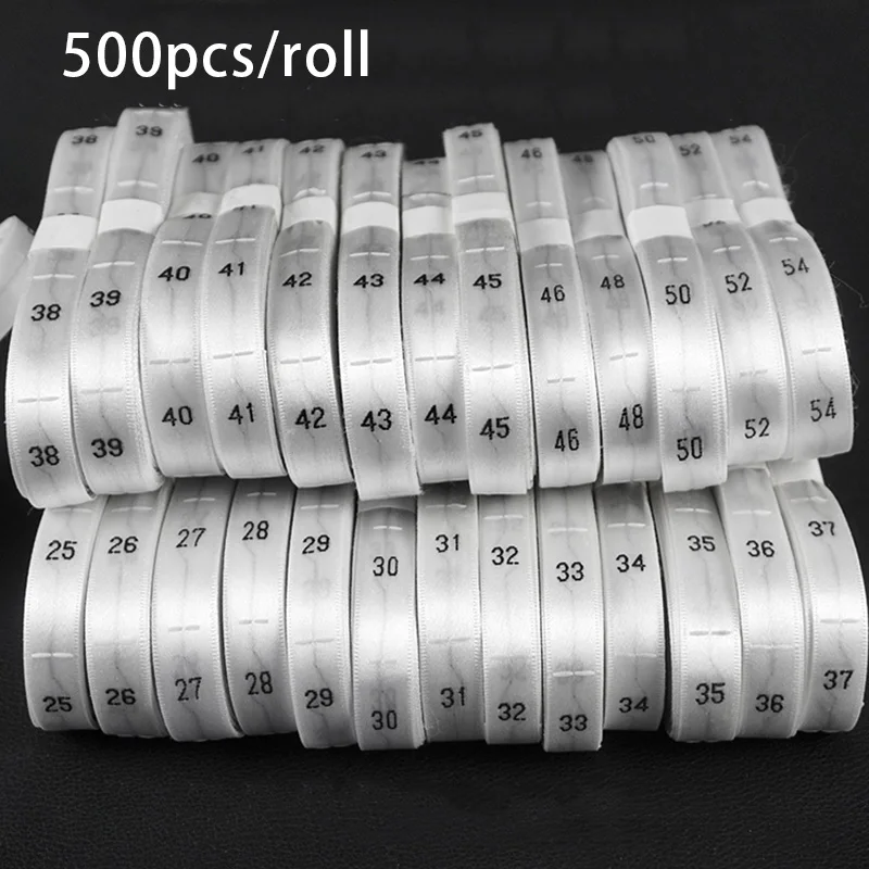 500Pcs/roll Clothing Number Size Label White Garment Clothes T Shirt Dress Cloth Fabric Label Tag  25/26/27/28/29/3035*12mm
