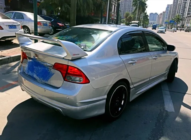 Для 2006-2011 Honda Civic FD2 спойлер задний ABS Материал Автомобильный задний крыло грунтовка высокий спойлер для 8-го седана Civic FD2 спортивный спойлер - Цвет: Серебристый