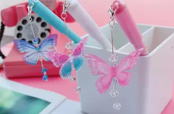 

pretty butterfly pendant gel pen cute cartoon neutral pen student prize pen office black write pen promotion gift pen 36pc/lot