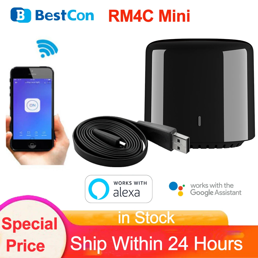 

BroadLink BestCon RM4C Mini Wifi IR Wireless Universal Remote Controller Smart Home Automation Work with Alexa Google Home IFTTT