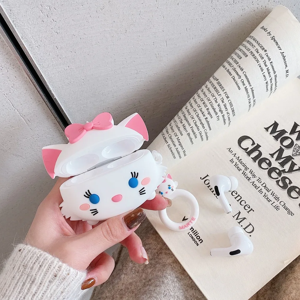Для AirPods Pro 3D мультфильм розовый медведь прекрасный кот Чехол для наушников для AirPods 3 Bluetooth гарнитура силиконовый чехол s с ремешком