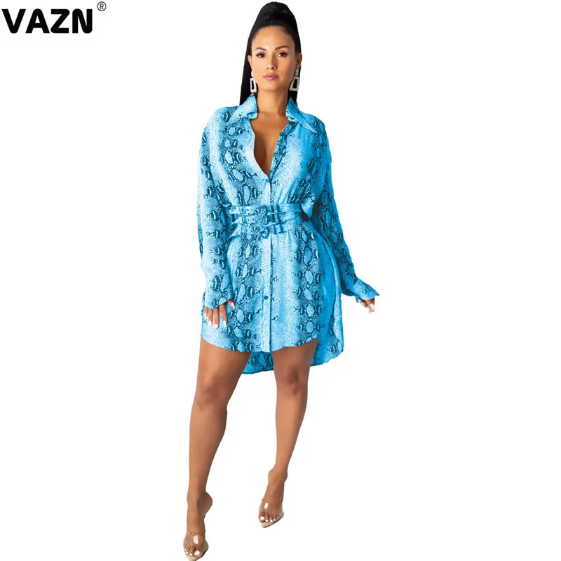 VAZN LO3027 популярный дизайн элегантное Сексуальное Женское разноцветное платье с длинным рукавом с v-образным вырезом повседневное платье сексуальное уличное платье для девочки