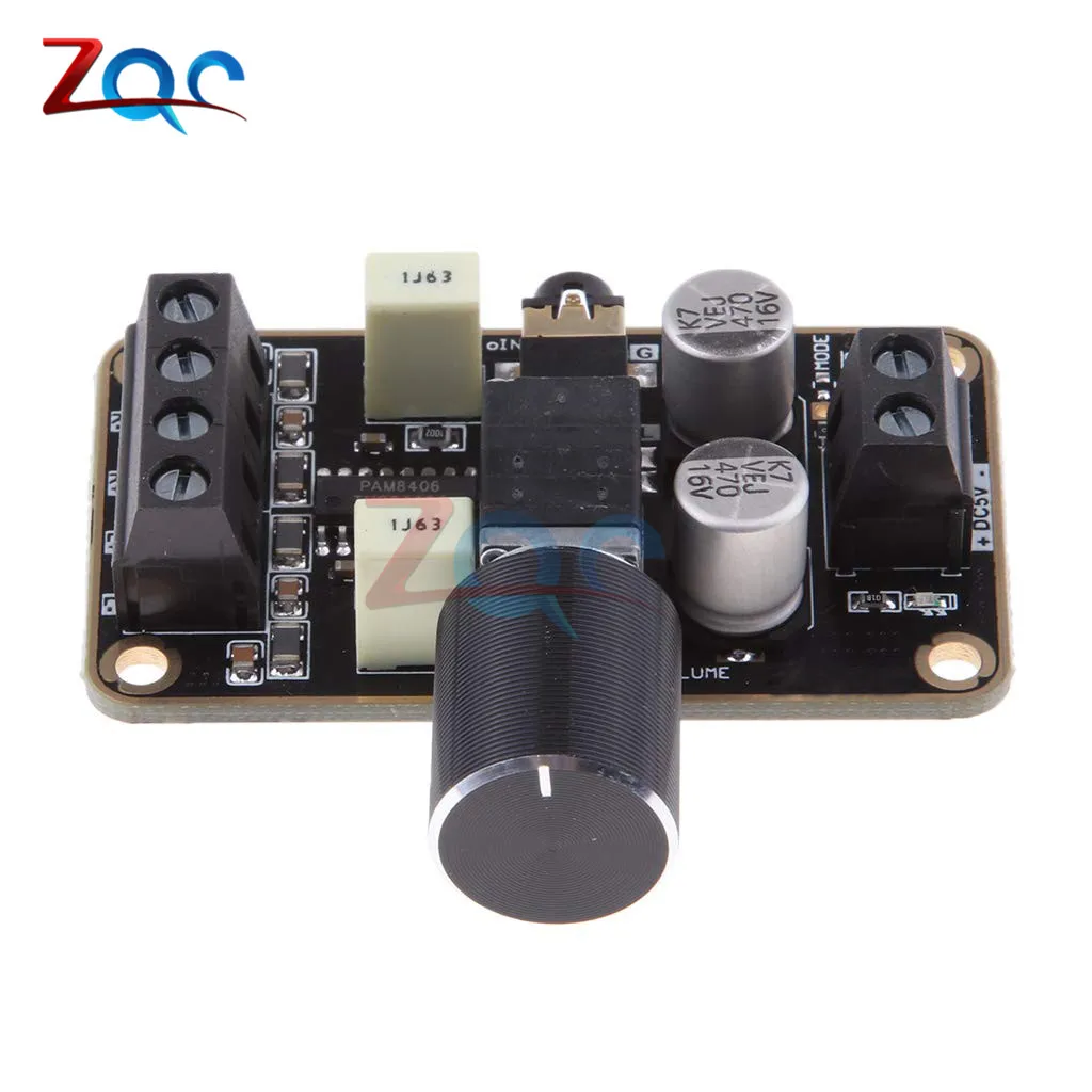 DC 5V PAM8406 Digital Amplifier Board Stereo Dual Channel 5Wx2 Class D Power Amplifier Module overheat power supply protection