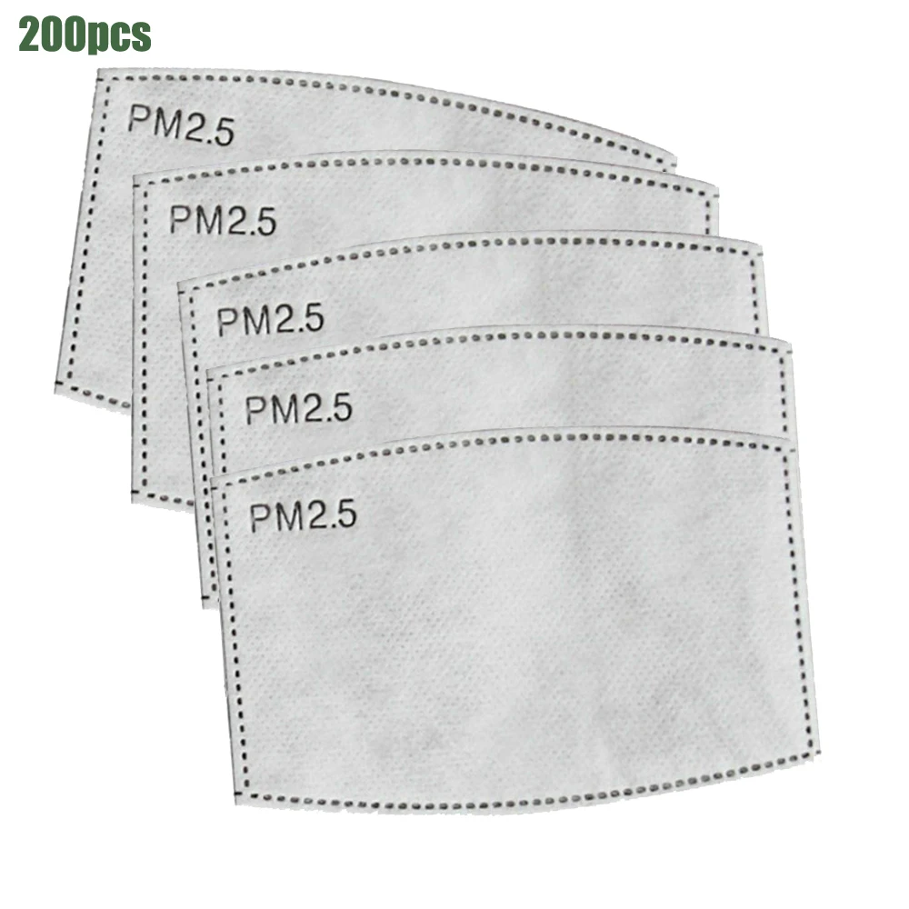 

200Pcs/lot In stock Replaceable Filter-slice PM2.5 Anti Haze Mouth Mask 5 Layers Non-woven Adult Activated Carbon Filter 12x8cm