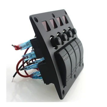 

Overload Protection Red LED 4 Gang Rocker Switch Panel 3 PIN For RV Car Boat