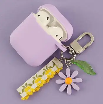 

Korea flower case For QCY T8 case luxury keyring Silicone headphone Bluetooth Wireless Earphone Case cover