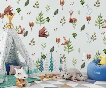 

Nature Watercolor Plant Leaf Wall Mural for Kids Bedroom Wallpaper Large Photo Printed Wall Papers Home Decor Papel De Parede