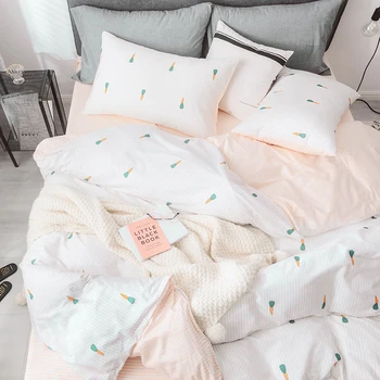 

Bedding Set Ins Nordic Small Fresh Cotton Four-piece Set 2020 New Carrot Cute Bed Sheet Quilt Cover Bedding Printed Twill
