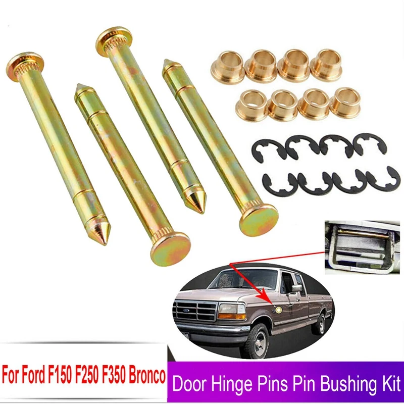 Door Hinge Pin & Pin Bushing Kit for Ford Bronco F150 F250 F350 Pickup Truck