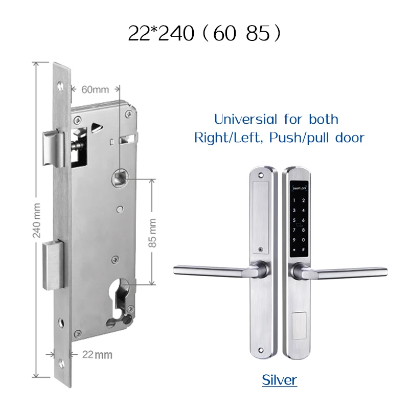 6085 silver TTLock приложение умный раздвижной замок wifi электронный дверной замок Bluetooth цифровое приложение клавиатура код RFID карта замок без ключа - Цвет: 6085 silver