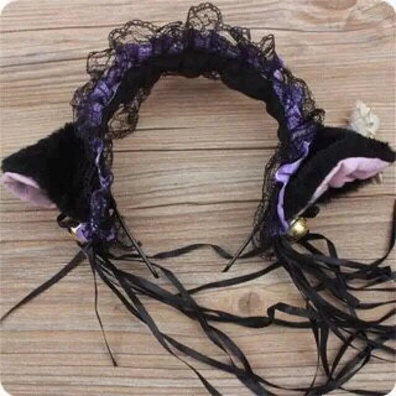 Cosplay&ware Women Ruffles Lace Headband Plush Cat Ears Ribbon Bell Lolita Cosplay Hair Hoop -Zentai shop online Hf7be6864fe8e4cda9268251e918f85b1s.jpg