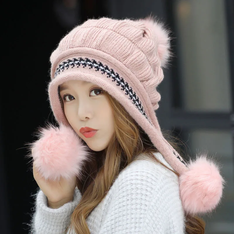 Pink G02-1 Calymel, новинка, женская шапка, зимняя шапка, сохраняющая тепло, шерстяная шапка, женская шапочка, Модная вязаная шапка, защита для ушей - Цвет: Pink G02-1