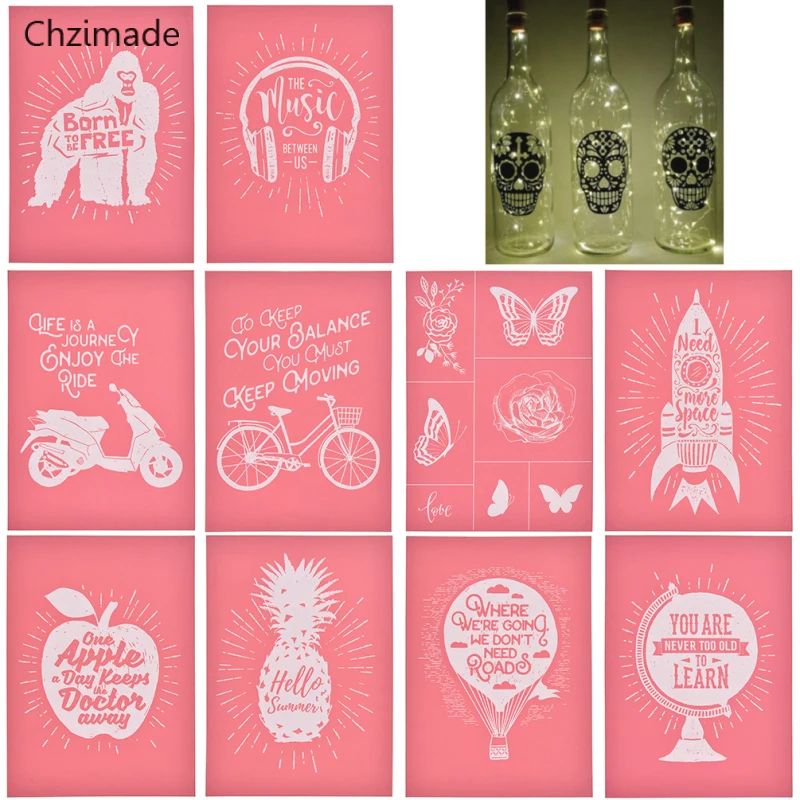 

Chzimade Pink Color Self-Adhesive Silk Screen Printing Mesh Transfers For DIY Bike Balloon Painting Decor