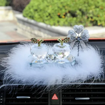 

Highend Clear Crystal Glass Apple Figurines Car Perfume Bottle Apple Fruit Paperweight Car Table Ornament Decor Fengshui Gifts