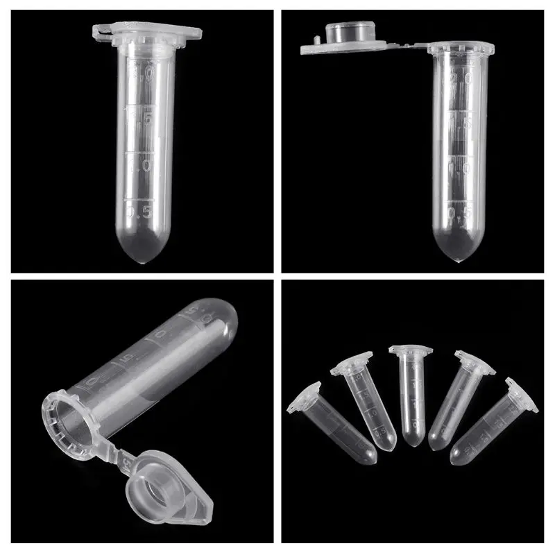 100Pcs 2ml Clear Plastic Vials Container Snap Cap Centrifuge Tubes Vials Sample Lab Container